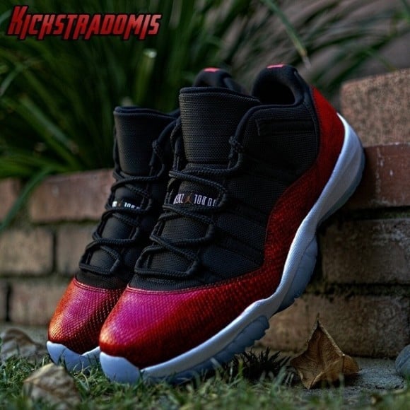 Air Jordan XI (11) Lows “Blood Snake” Customs by Kickstradomis