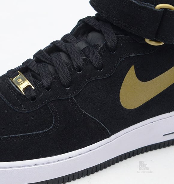nike air force 1 mid black and gold