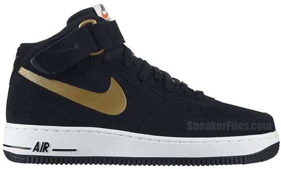 Nike Air Force 1 Mid Black/Metallic Gold