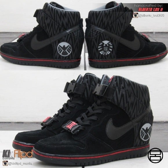 Nike WMNS Dunk Sky Hi “Black Widow” Customs by Alberto Lou
