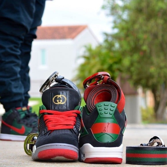 Air Jordan 1 Retro High Satin Black Toe, Air Jordan 4 Gucci Customs by  Customs From PR