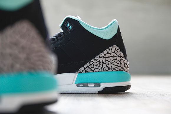 Air Jordan 3 GS Black/Iron Purple-Mint Green-Cement Grey