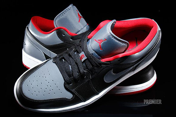 Air Jordan 1 Low Black/Cool Grey-Gym Red