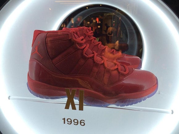 Air Jordan 1-XX8 All Red Collection Display at Nike Chicago