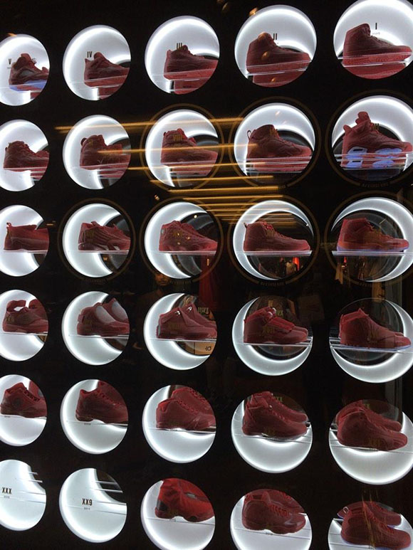 Air Jordan 1-XX8 All Red Collection Display at Nike Chicago
