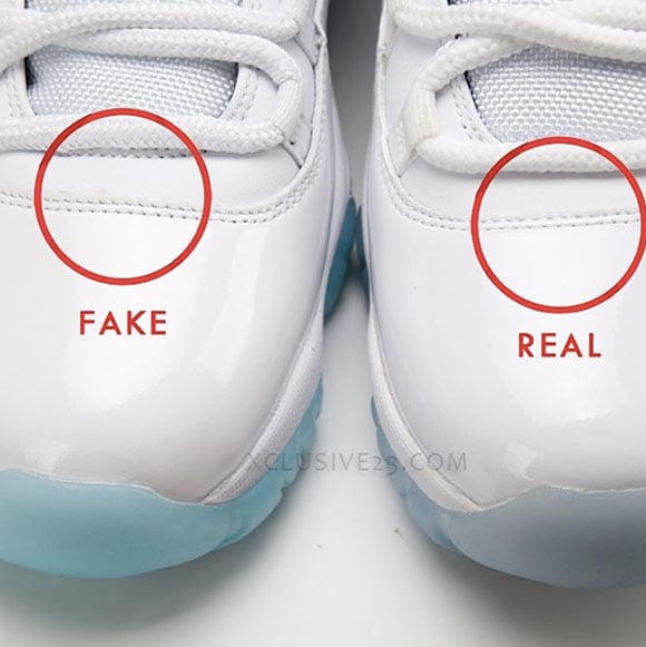 Air Jordan 11 Legend Blue Real vs Fake Patent Leather Edges