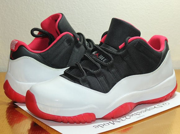 Air Jordan 11 Low White Black Red Sample