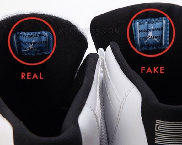 Air Jordan 11 Legend Blue Real vs Fake Inside Tongue Tag
