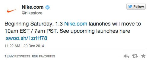 Nike Store Changes Saturday Launch Time