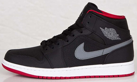 Air Jordan 1 Mid Black Cool Grey Gym Red