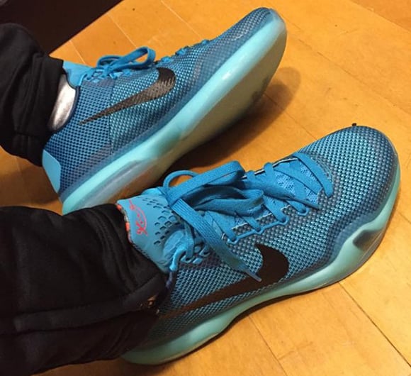 Nike Kobe 10 Blue Lagoon On Feet