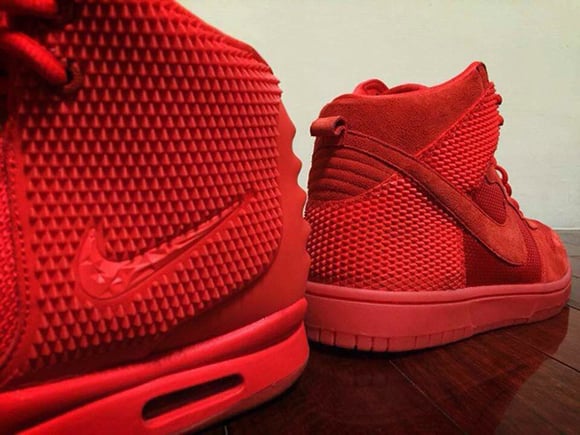 Red October Nike Dunk High and Yeezy 2