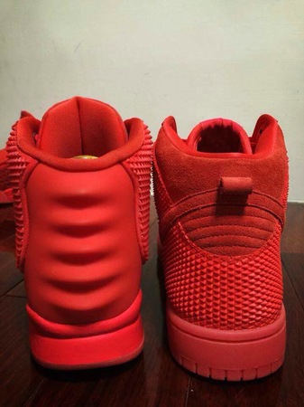 Red October Nike Dunk High and Yeezy 2