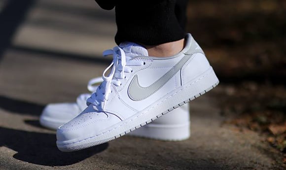 On Foot: Air Jordan 1 Retro Low OG White / Natural Grey