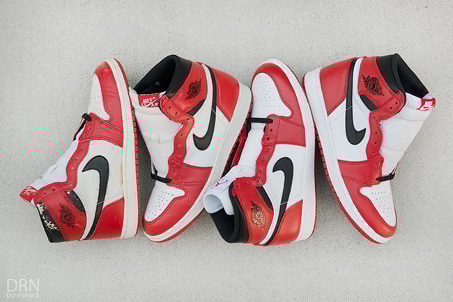 Air Jordan 1 High OG Chicago 1985 2015 Comparison