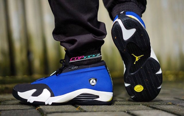 jordan 14 laney on feet