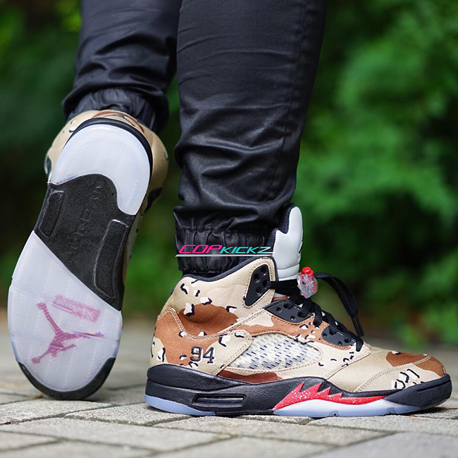 jordan 5 supreme camo on feet