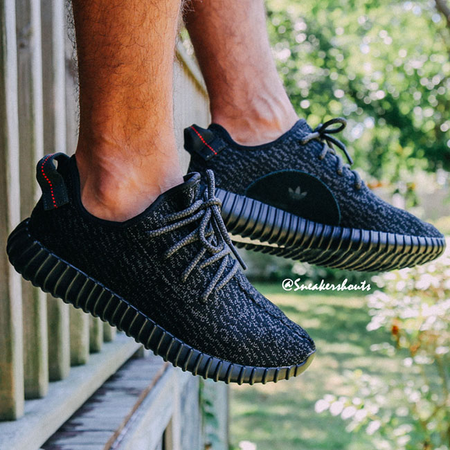 adidas Yeezy 350 Boost Black On Feet