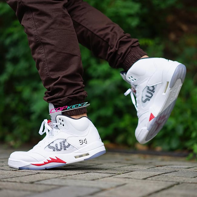 Buy Supreme x Air Jordan 5 Retro 'White' - 824371 101