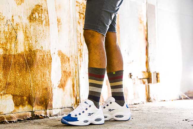 Reebok Question Low Blue Toe On Feet