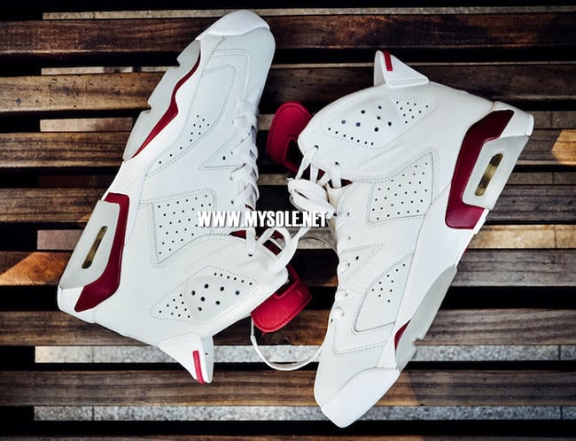 2015 Nike Air Jordan 6 Retro Maroon On Feet