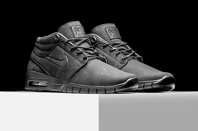 nike sb stefan janoski max mid black & white shoes