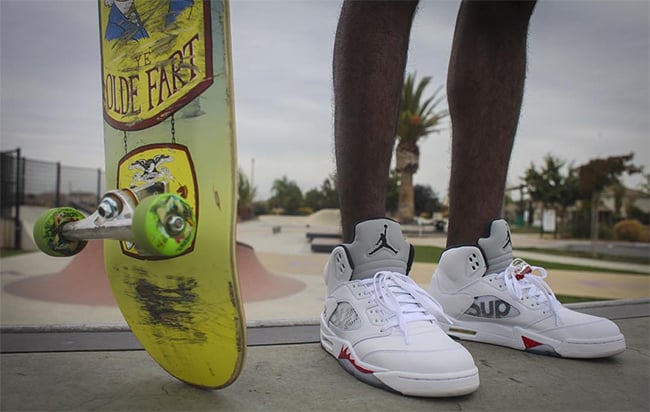 Video of the Supreme x Air Jordan 5 Getting Skated In