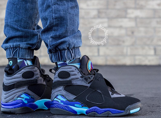 aqua 8s on feet