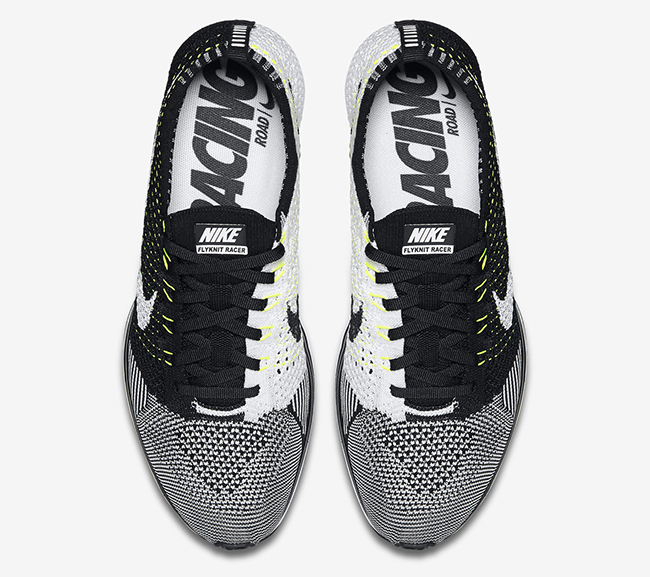 Nike Flyknit Racer Black White Volt Release