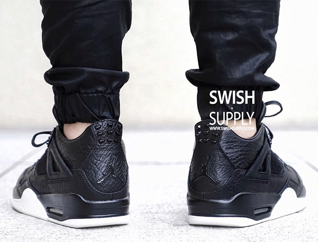 Air Jordan 4 Premium Black On Feet