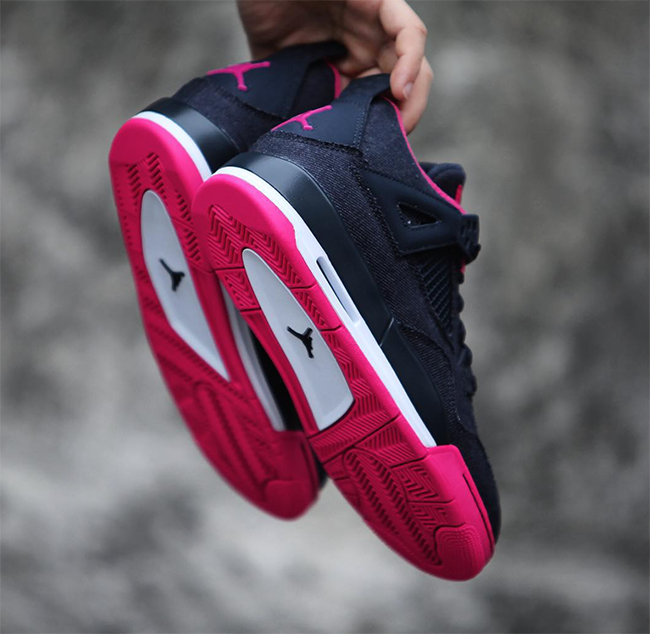 Girls Air Jordan 4 Denim Black Pink