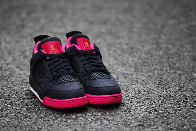 Girls Air Jordan 4 Denim Black Pink