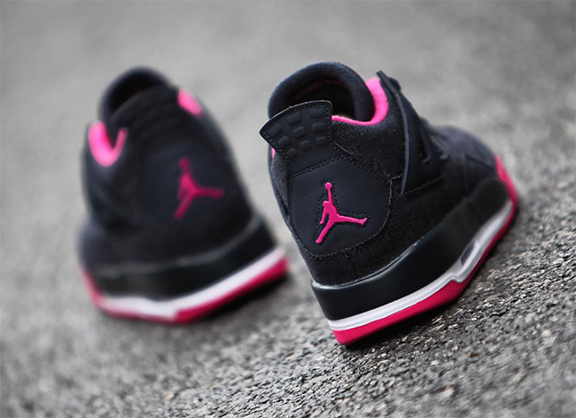 Girls Air Jordan 4 Denim Black Pink