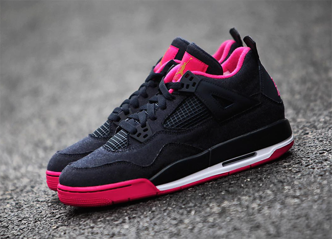 Girls Air Jordan 4 Denim Black Pink