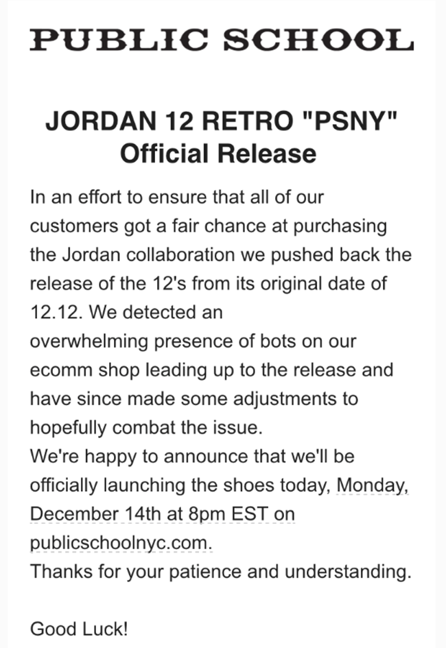 Public School Air Jordan 12 Release Again