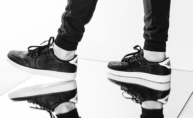 jordan 1 black and white on feet
