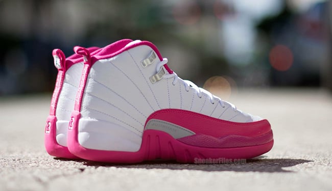 pink and white jordan 12
