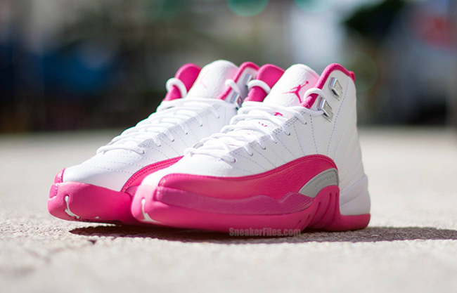 pink and white jordan 12