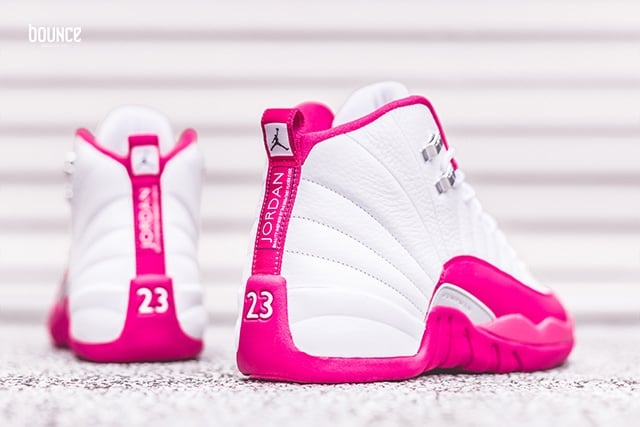 pink and white jordan 12s