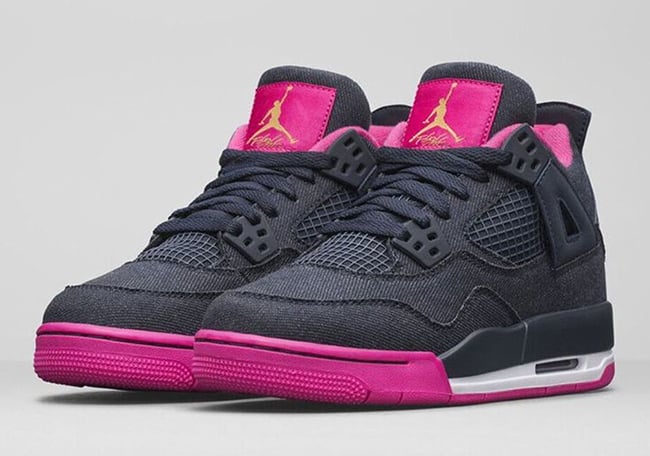 Air Jordan 4 Girls Denim Vivid Pink