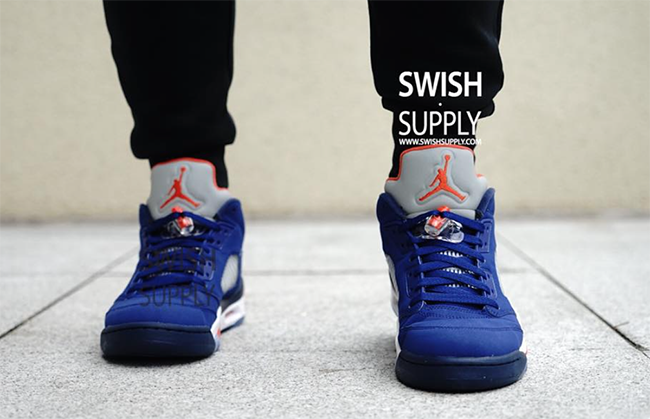Air Jordan 5 Low Knicks On Feet