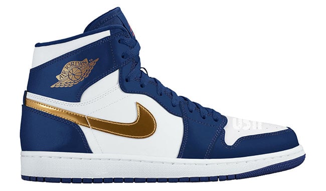 Air Jordan 1 High Blue Metallic Gold