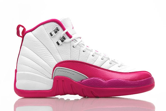 pink and white jordan 12 womens