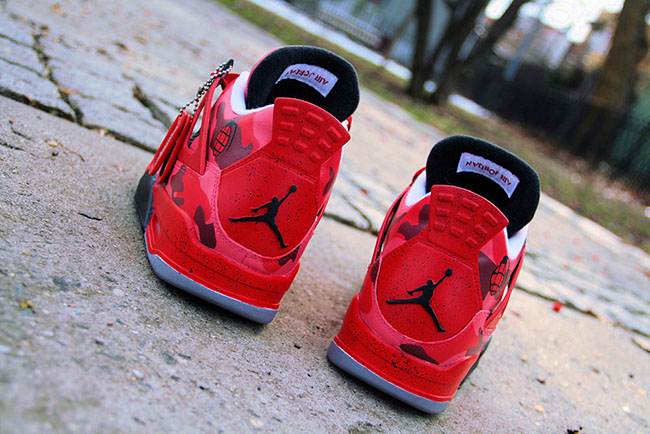 Air Jordan 4 Red Urban Camo Custom