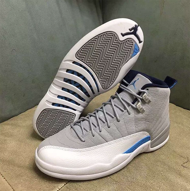 jordan 12 grey and white and blue