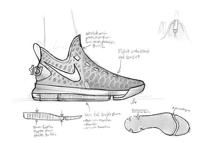 Nike KD 9 Sketch Drawing