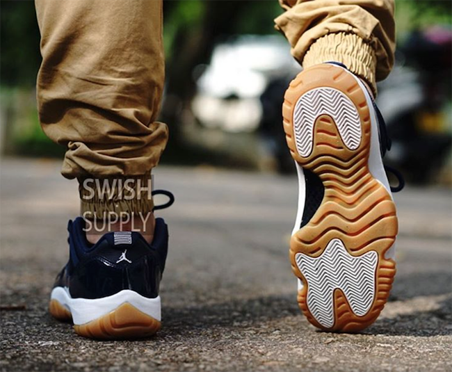 Air Jordan 11 Low Midnight Navy On Feet
