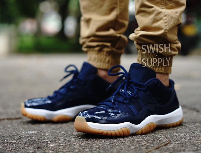 Air Jordan 11 Low Midnight Navy On Feet