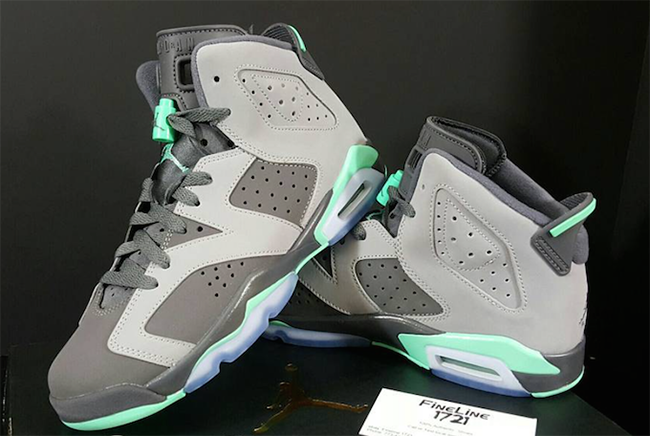 Air Jordan 6 GS Grey Green Glow