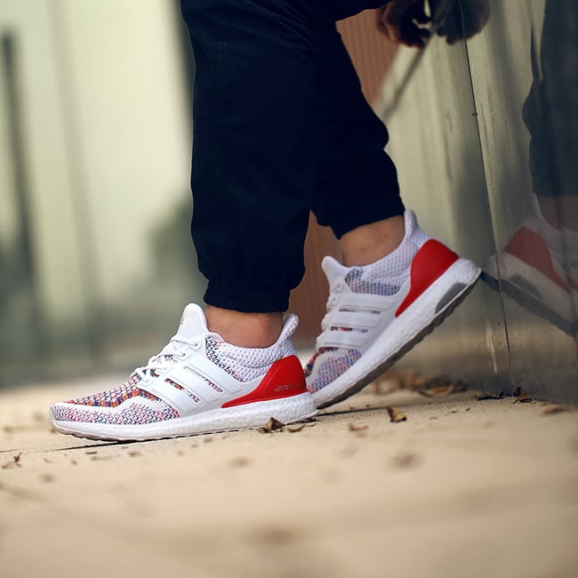 adidas Ultra Boost Multicolor Red On Feet